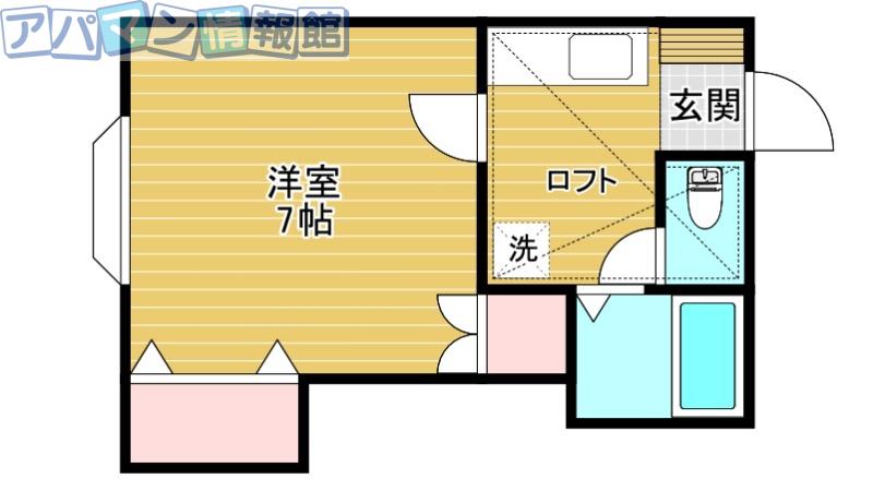 カレントI(1K/2階)の間取り写真