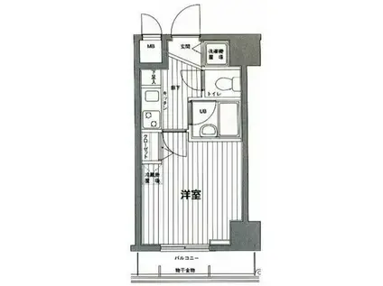 グランドガーラ麻布十番(1K/6階)の間取り写真