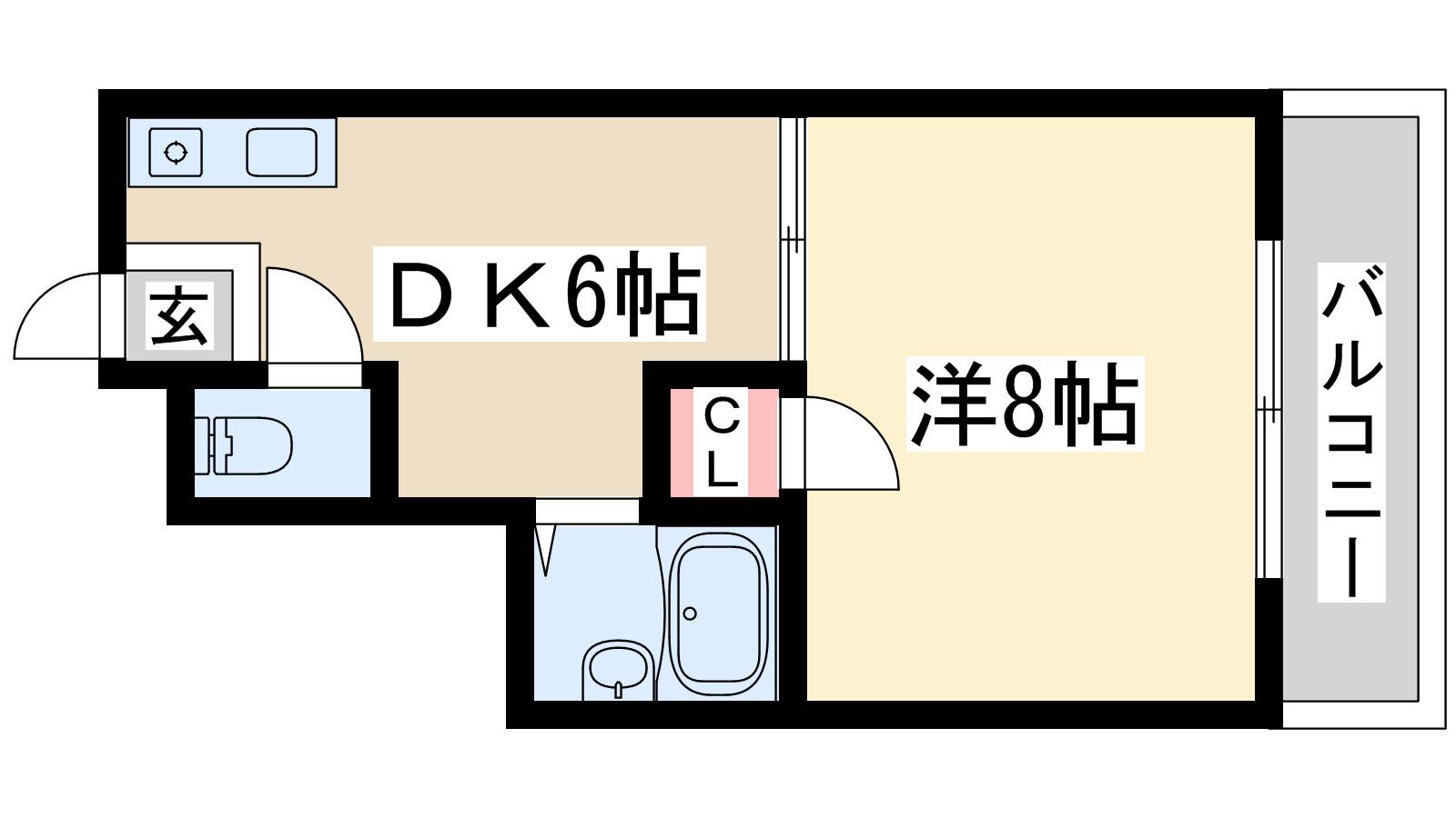 エルコート三国(1DK/3階)の間取り写真