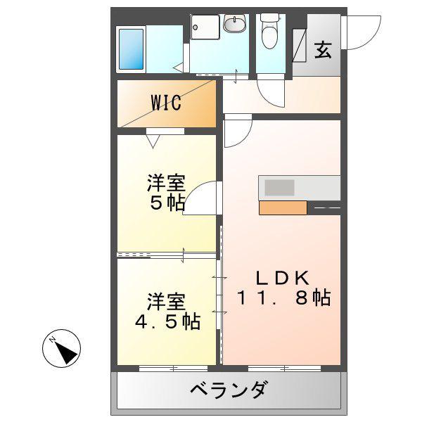 AURA(2LDK/3階)の間取り写真