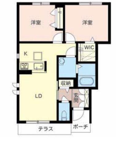 プロヌーブ砥堀(2LDK/1階)の間取り写真