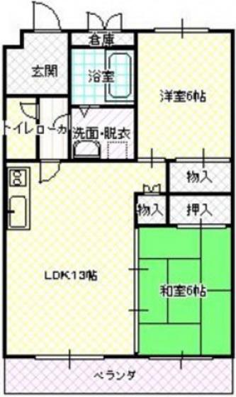 福寿豊成(2LDK/7階)の間取り写真