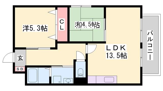 ヴィークル白浜(2LDK/6階)の間取り写真