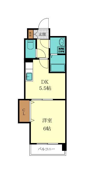 プレシード萩崎(1DK/2階)の間取り写真