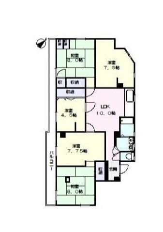 マンションB・S(5LDK/2階)の間取り写真