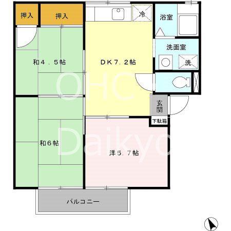 メュールパレ松本I(3DK/1階)の間取り写真