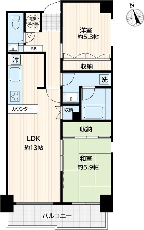 アミ浜田山(2LDK/1階)の間取り写真