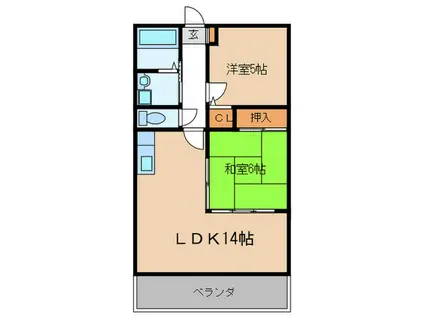 リファレンス箱崎(2LDK/3階)の間取り写真