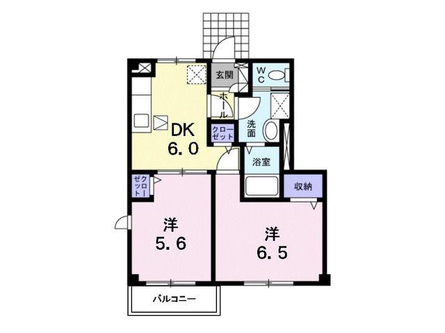 グリーンパーク桂木(2DK/1階)の間取り写真