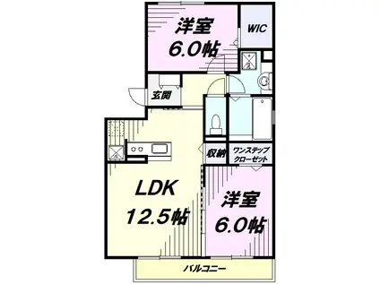 フォレスト・タツイ(2LDK/2階)の間取り写真