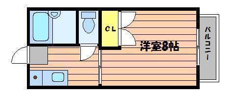 アスリートA棟(1K/1階)の間取り写真