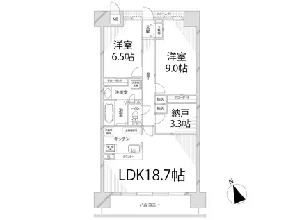 キャッスルコート飾磨(2SLDK/8階)の間取り写真