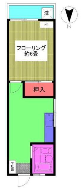シャトーキクチ(1K/2階)の間取り写真