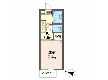 シャトー西館(1K/1階)の間取り写真