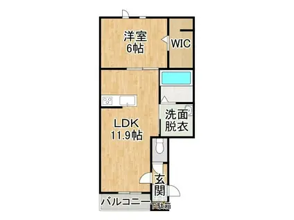 イースト GARDENX(1LDK/1階)の間取り写真