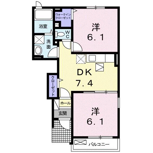 アレグリア(2DK/1階)の間取り写真