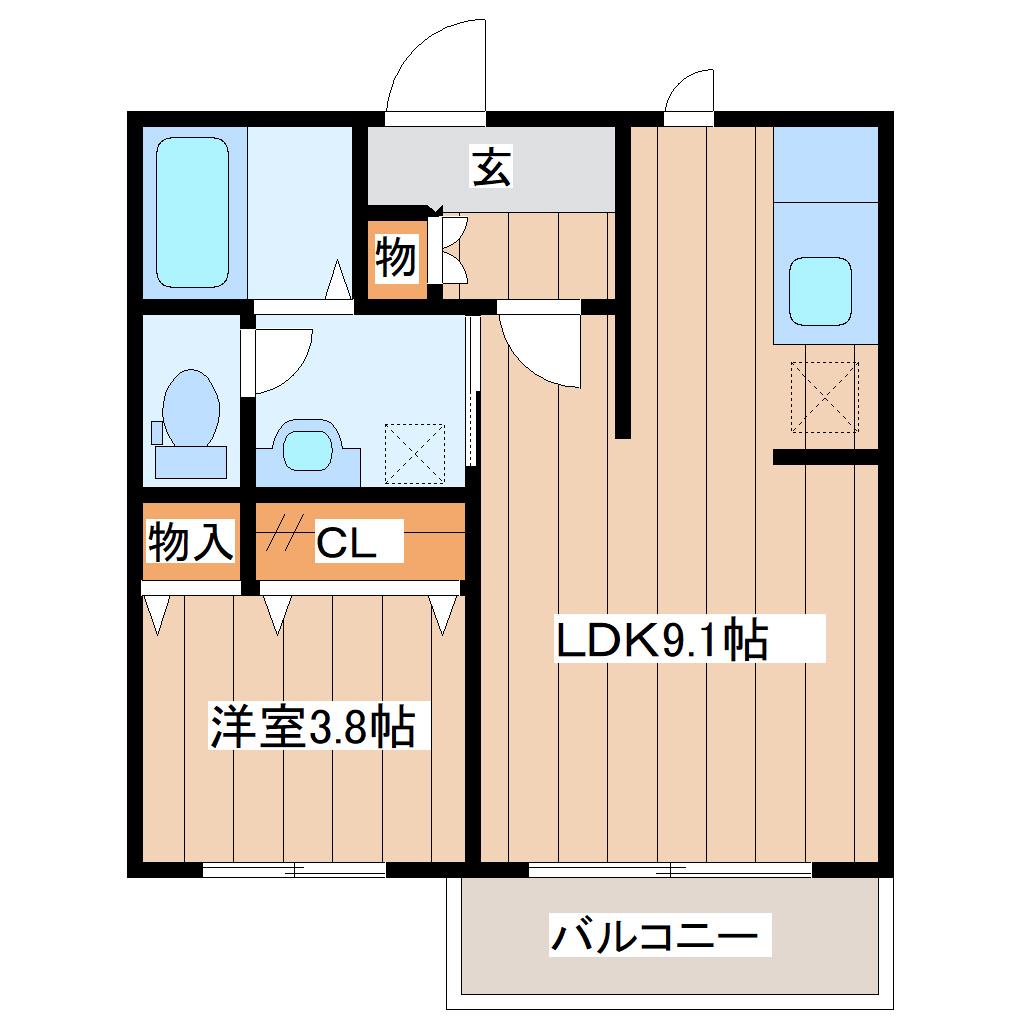 ディアコート(1LDK/2階)の間取り写真