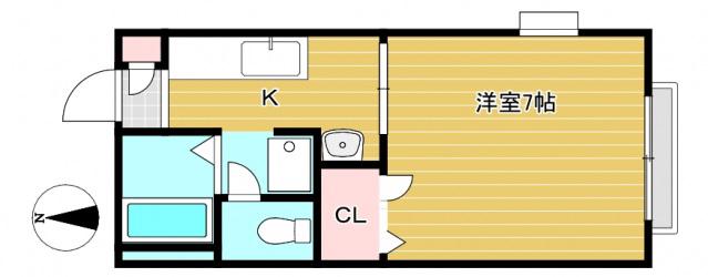 コーポ141B棟(1K/1階)の間取り写真
