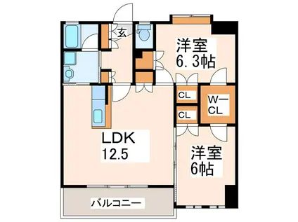 NICEマンション九品寺熊大医学部前(2LDK/3階)の間取り写真