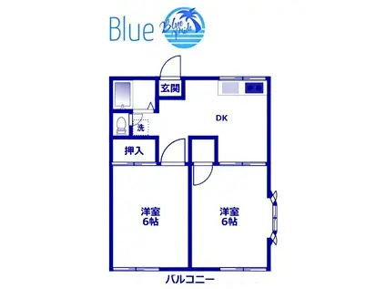 イルマ一レ1番館(2DK/2階)の間取り写真
