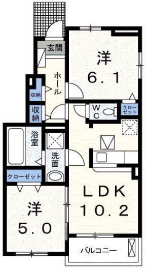 ATRANI BLANCHE(2LDK/1階)の間取り写真