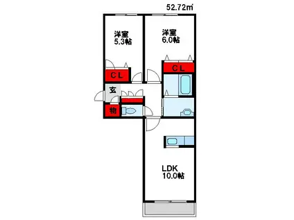 エスペランサII (2LDK/2階)の間取り写真