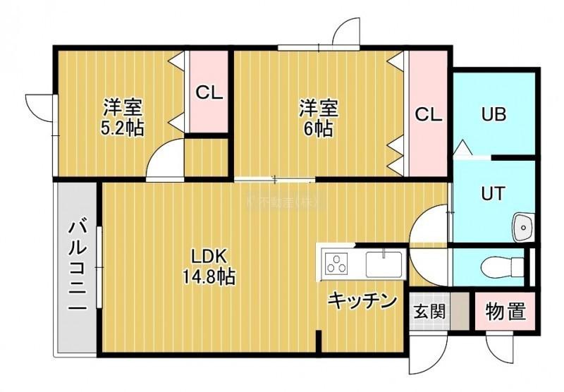 BLUE DOT II(2LDK/2階)の間取り写真
