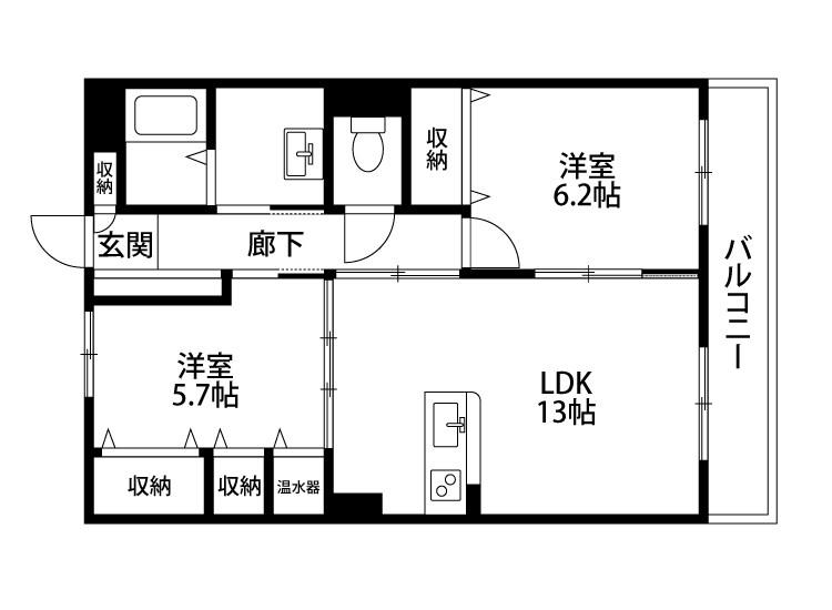 ラ・トゥール(2LDK/4階)の間取り写真