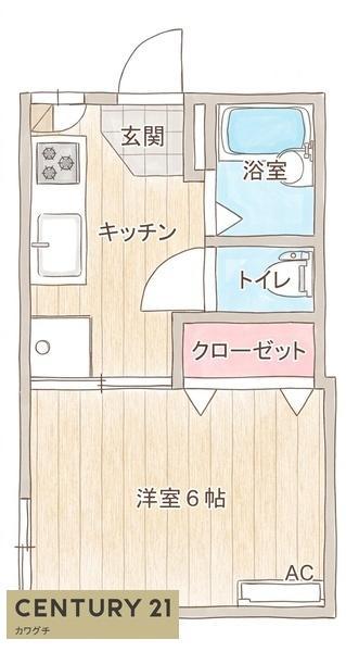メゾン林(1K/2階)の間取り写真