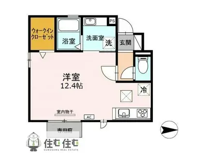 ハイドランジア(ワンルーム/1階)の間取り写真