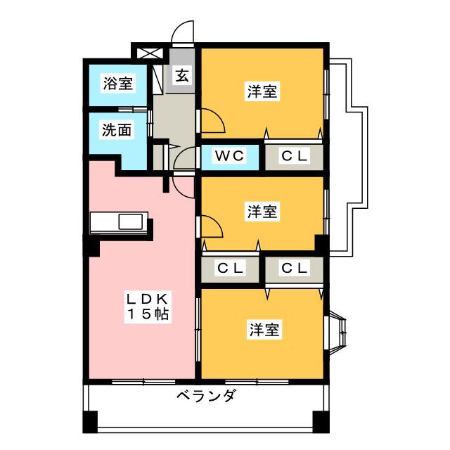 ラフィーネ掛川CIII(3LDK/3階)の間取り写真
