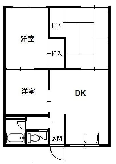 志田ハイツ(3DK/2階)の間取り写真