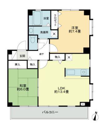 フォブール善導寺(2LDK/1階)の間取り写真