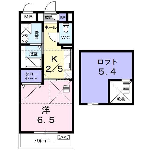 SUN BELL&寝屋川(1K/2階)の間取り写真