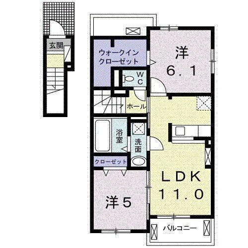 シャトーハイツ H(2LDK/2階)の間取り写真