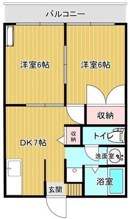 ディアスN(2DK/2階)の間取り写真