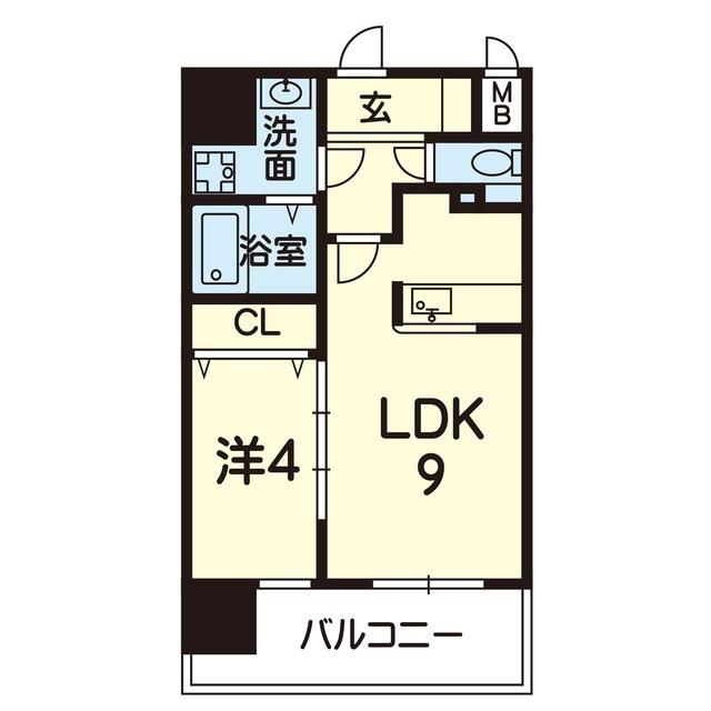 ライズ九品寺II(1LDK/6階)の間取り写真