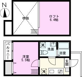 PLACE 氷川町(1K/2階)の間取り写真