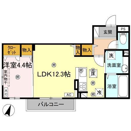 TORISIAサクセス(1LDK/1階)の間取り写真