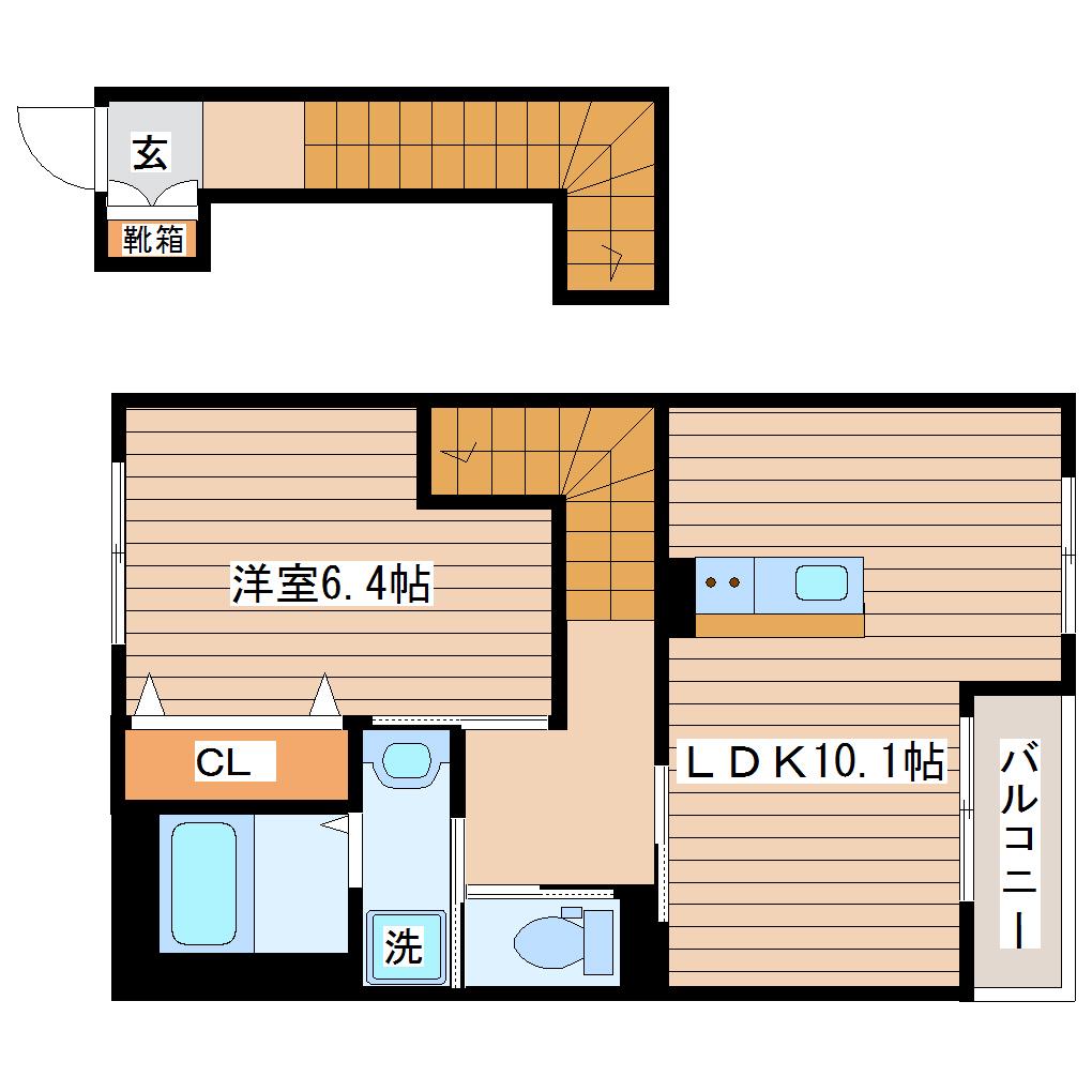 コンフォール2番館(1LDK/2階)の間取り写真