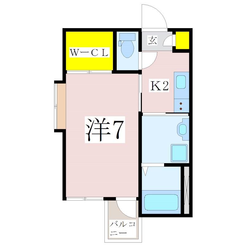 ツクルUD(1K/4階)の間取り写真