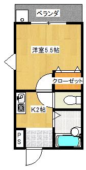ミラノハイツ(1K/3階)の間取り写真