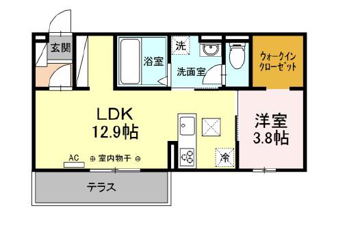 GRACIA(1LDK/1階)の間取り写真