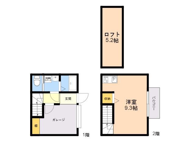 MOTO GARAGE 原 BASE(1SLDK/1階)の間取り写真