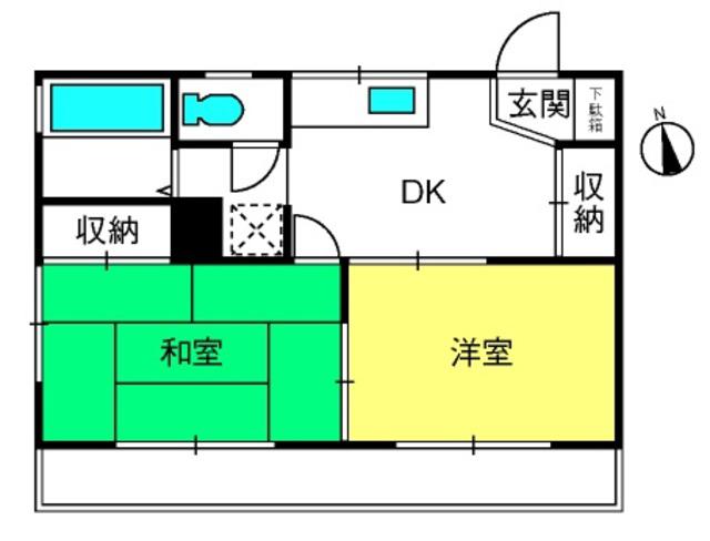 コーポ金子 1号棟(2DK/1階)の間取り写真