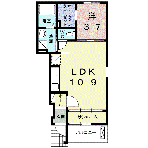 クラール(1LDK/1階)の間取り写真