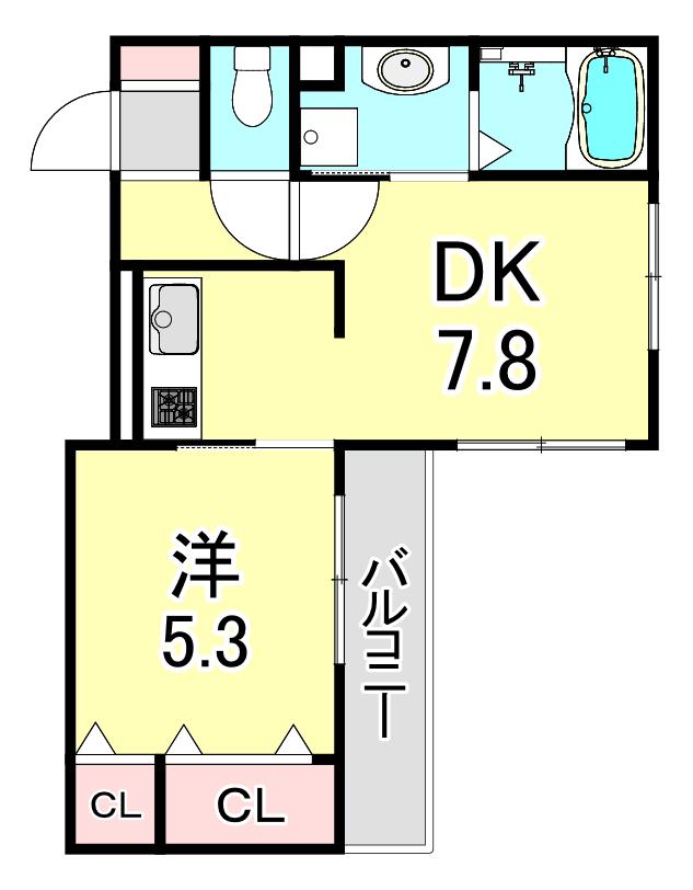レ・セーナ甲東園(1DK/2階)の間取り写真