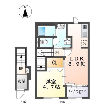 スターテラスII南田町(1LDK/2階)の間取り写真