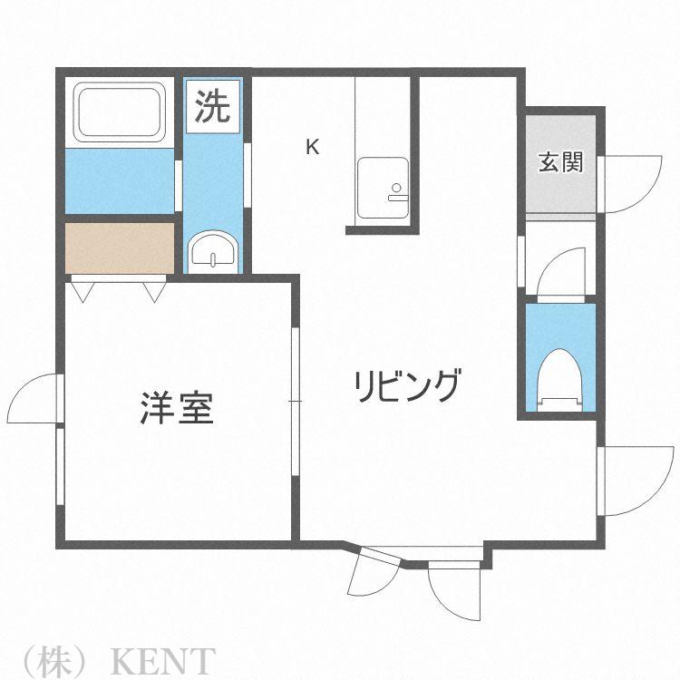 ペイサージュ西町(1LDK/2階)の間取り写真