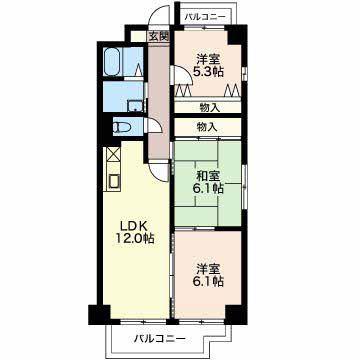 エントピアダテ(3LDK/1階)の間取り写真